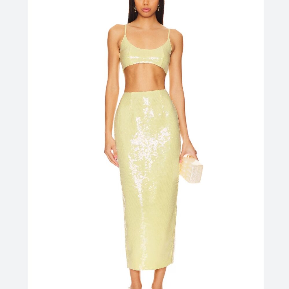 NWT SAU LEE Oksana Set in Popcorn Yellow size 0